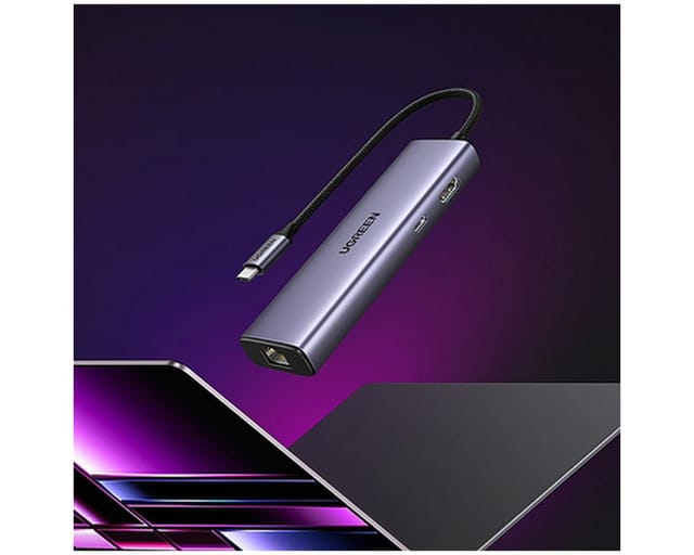 Ugreen 6-in-1 Usb-c Auf 3x Usb-a 3.0 / Hdmi / Rj45 / Usb-c Pd - Grau