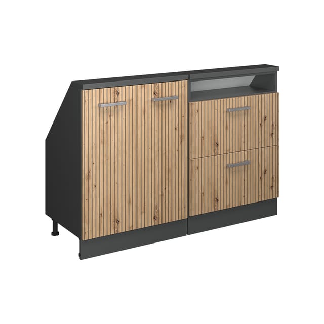 Küchenschrank Für Dachschrägen R-line, Artisan Eiche/anthrazit, 120 Cm 2er Set, Vicco