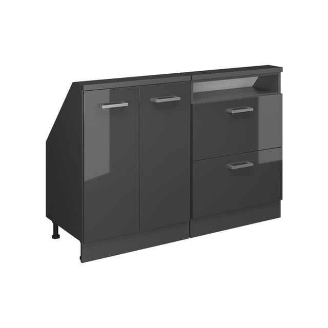 Küchenschrank Für Dachschrägen R-line, Anthrazit Hochglanz/anthrazit, 120 Cm 2er Set, Vicco