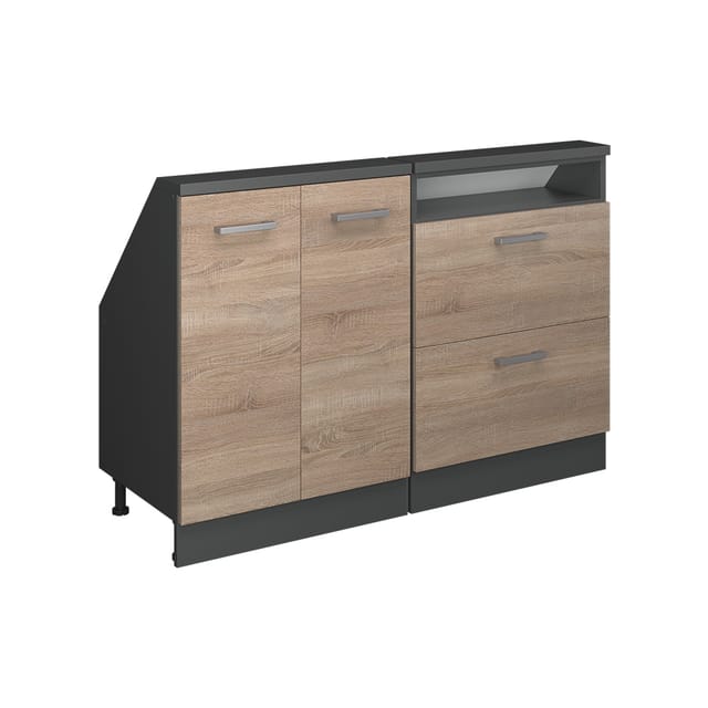 Küchenschrank Für Dachschrägen R-line, Sonoma/anthrazit, 120 Cm 2er Set, Vicco