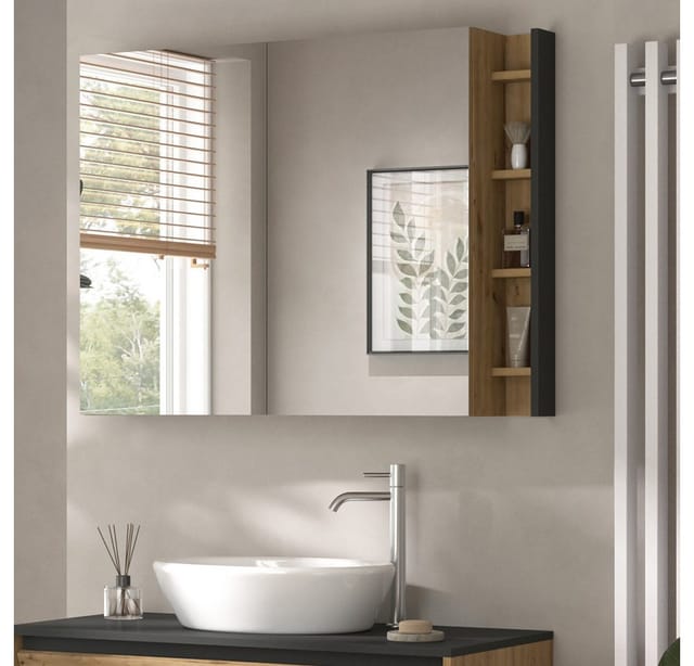 Badspiegelschrank Edelin, Artisan, 100 X 75 Cm Mit Regalen, Vicco
