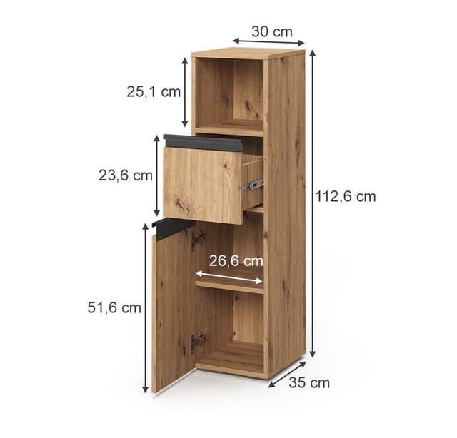 Midischrank Torren, Artisan, 30 X 112.6 Cm Mit Schublade, Vicco