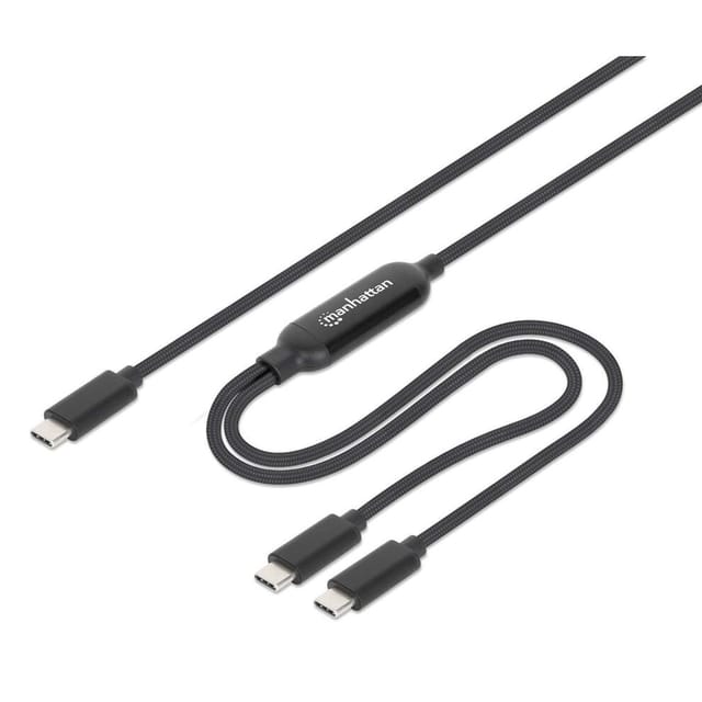 Manhattan Dual Usb-c Ladekabel 100w 2 M Usb-c-stecker Auf 2x Usb-c-stecker Lädt Zwei Geräte Geflocht