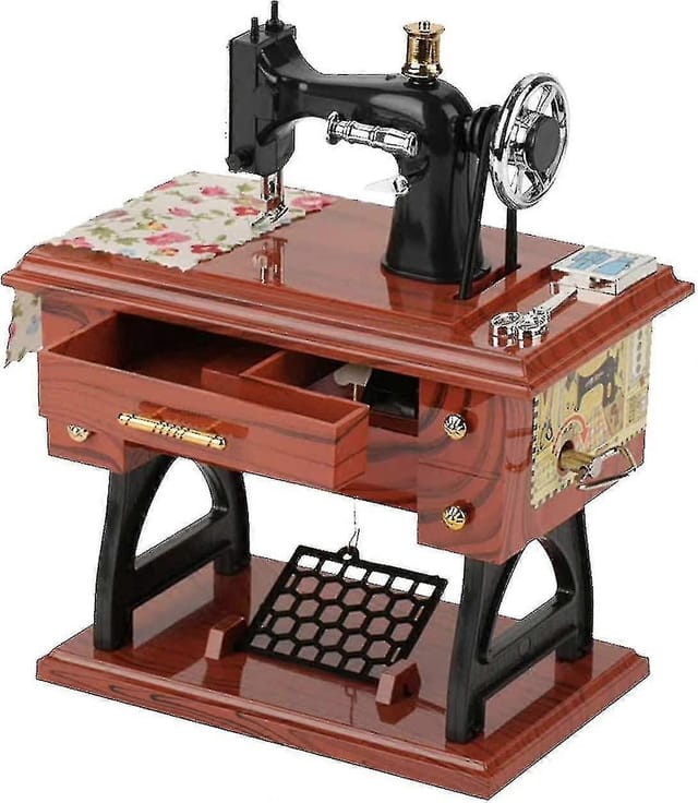 Mini-nähmaschine Mit Spieluhr Im Vintage-retro-stil, Klassische Tretnähmaschine Für Tisch, Mechanische Spieluhr Mit Uhrwerk Für Die Heimdekoration