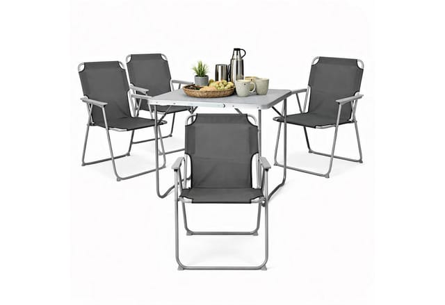 Mojawo - 5-teiliges Campingmöbel Set Anthrazit 80x60x68cm-mmc330871+4xmpo2600-grau