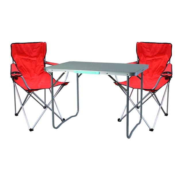 3-teiliges Campingmöbel Set Rot-mmc330870+2xmsp1002