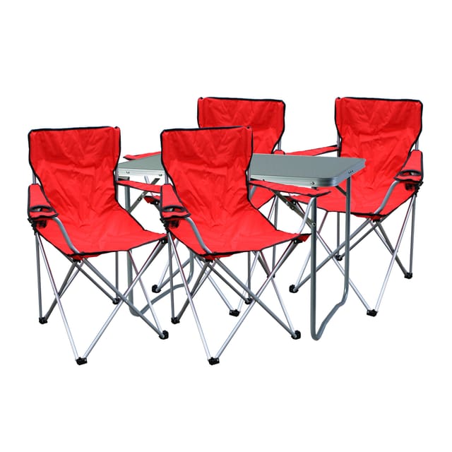 Mojawo - 5-teiliges Campingmöbel Set Rot-mmc330870+4xmsp1002