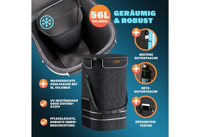 Monzana® 3in1 Einkaufstrolley Alu 56l Klappbar 50 Kg Kugellager Abnehmbare Tasche Handwagen Einkaufswagen Einkaufshilfe Roller Meliert Schwarz