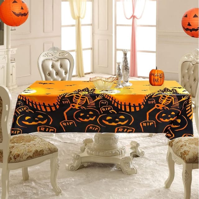 Dekorative Halloween-tischdecke, Halloween-kürbis-tischdecke, Plastiktischdecke Zur Dekoration Des Küchentisches.