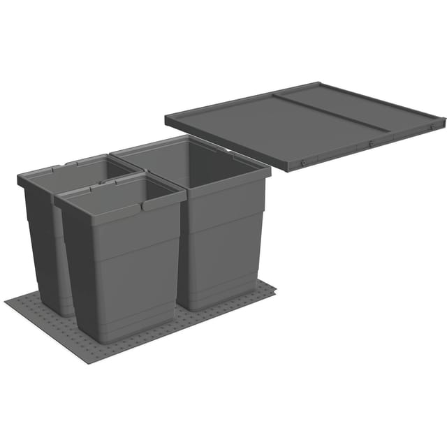 Ninka Eins2vier Set Kb 450 Servo-drive Uno Abfallsammler, Mülltrennungssystem, Abfallbehälter, Schubkastensystem, Elektrisches Öffnen, Kunststoff, Dunkelgrau, 450mm Breite