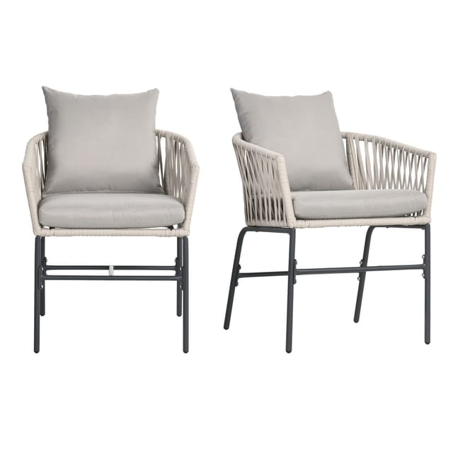 2er Set Gartenstuhle Mit Kissen Gartensessel Im Boho Stil Metallrahmen Fur Balkon Terrasse 202104789