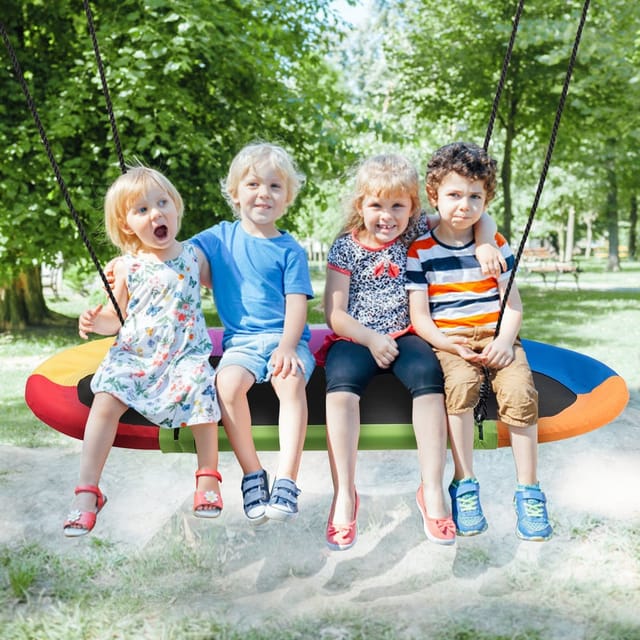 Ovale Nestschaukel Tellerschaukel Mit 100 180cm Hohenverstellbarem Seil Fur Indoor Und Outdoor 150 X 80 Cm Bunt 204994364 204994364