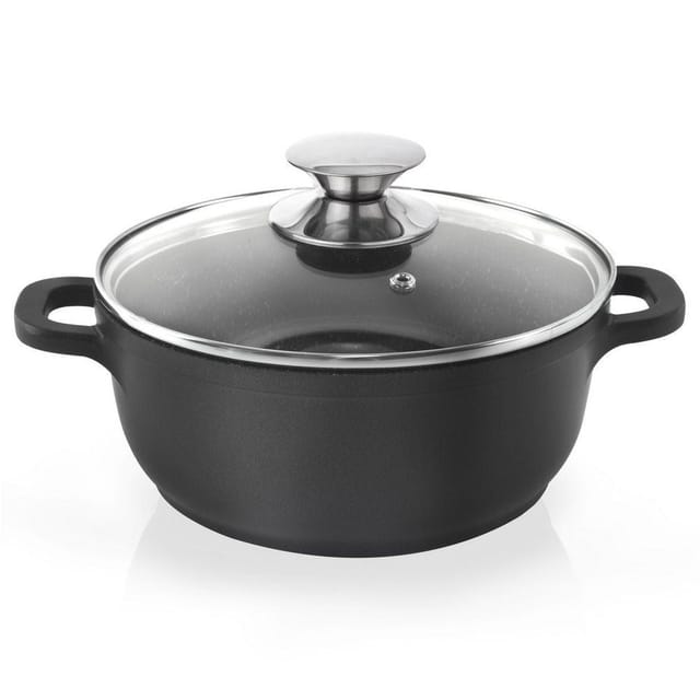 Granittopf Mit Glasdeckel, Groß, 24 Cm, 4 L