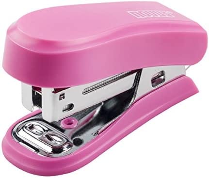 Novus Mini Compact Hefter - Bis Zu 12 Blatt - Geschlossene Und Offene Heftung - Inkl. 320 Heftklammern - Farbe Pink