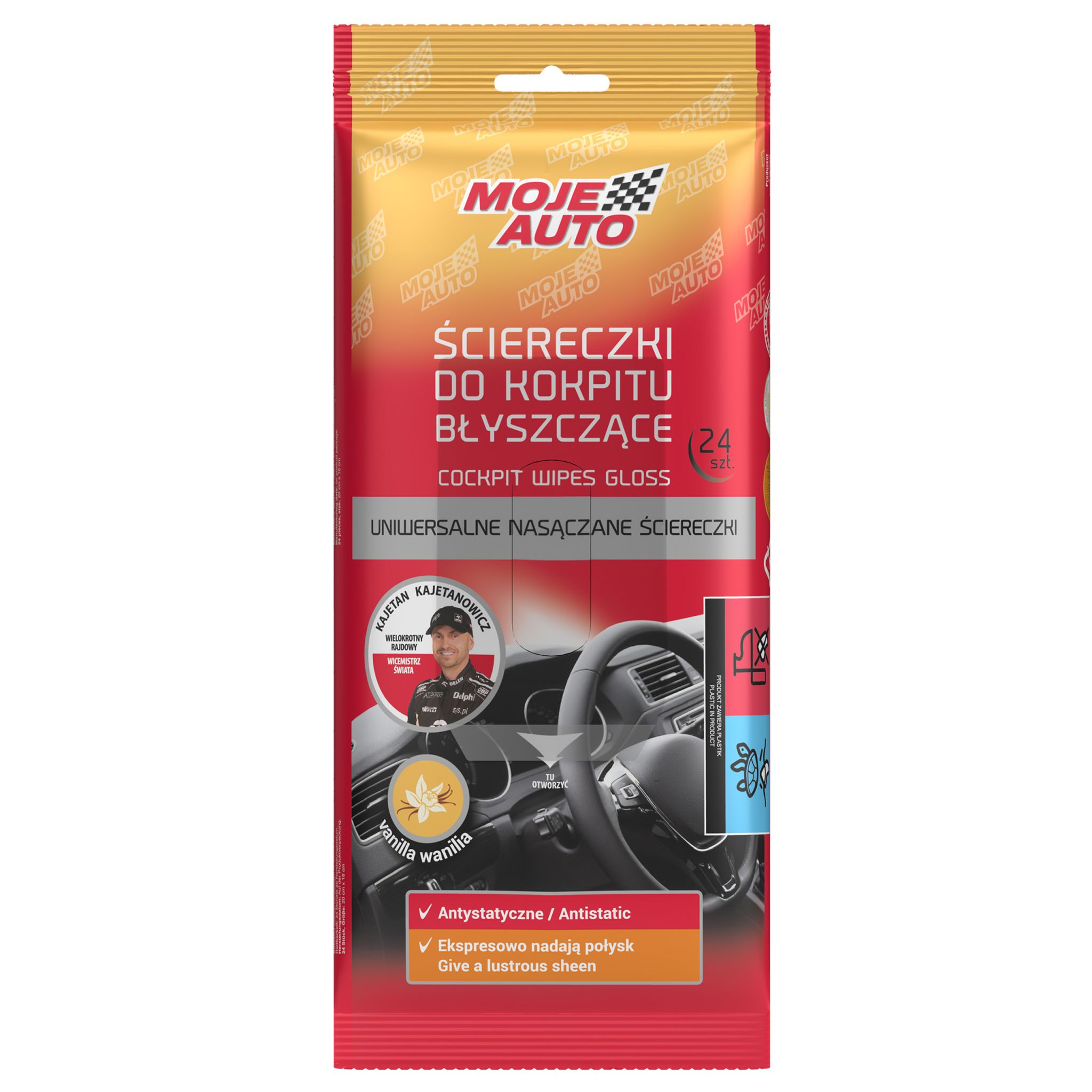 017813 My Car - Glossy Cockpit Wipes - Vanilla - 24 Pcs.