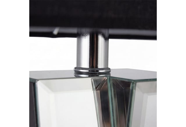 Tischlampe Schwarz 60 Cm Hoch Spiegelglas Stoff Metall E27 Nachttischlampe Tischleuchte