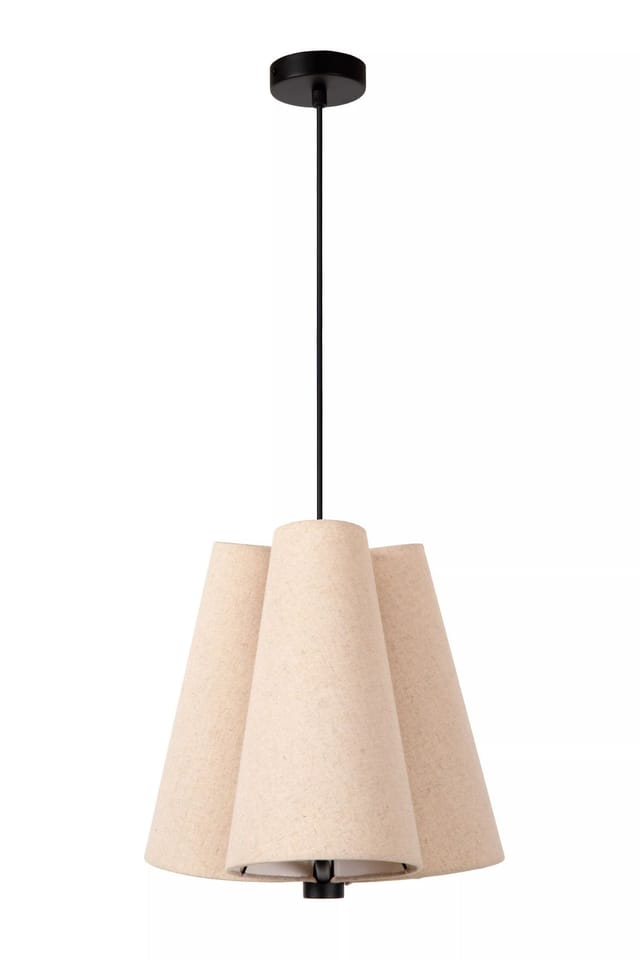Pendelleuchte Stoff Metall B: 343 Cm H: Max. 165 Cm Beige Schwarz E27 3-flammig Modern Hängelampe