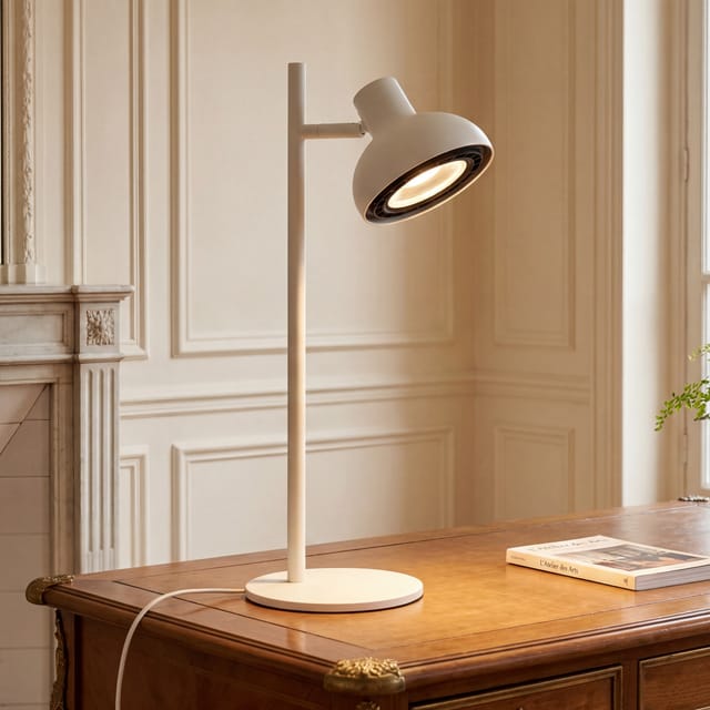 Schreibtischlampe Weiß 46.7 Cm Hoch Schwenkbarer Schirm Metall Gu10 Tischleuchte