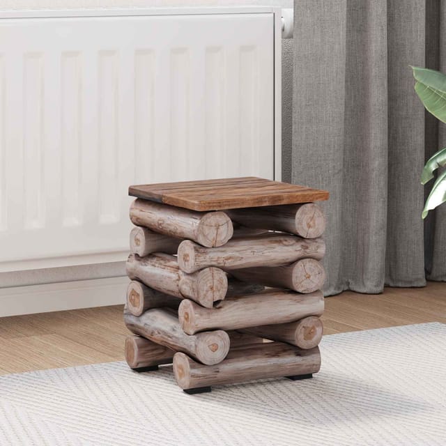 Hocker Natur 30 X 30 X 38 Cm Massivholz Teak