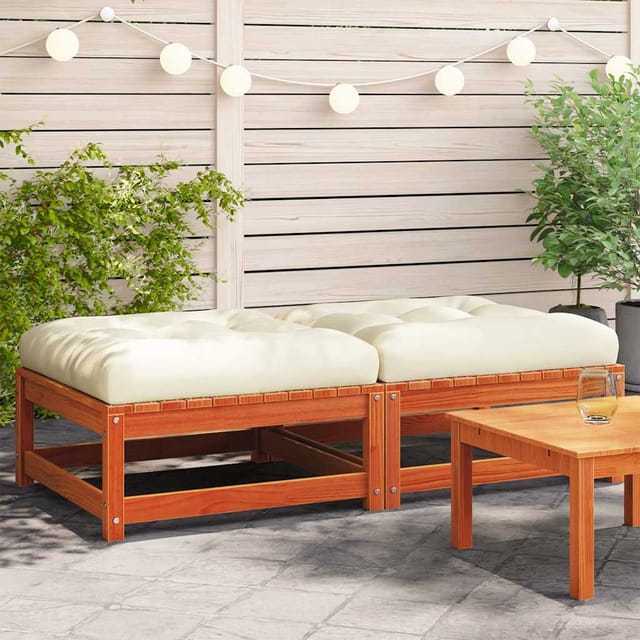 Gartenhocker Mit Kissen 2 Stk. Wachsbraun Massivholz Kiefer