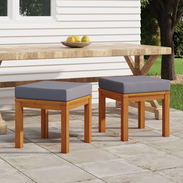 Gartenhocker Mit Kissen 2 Stk. 40x40x42 Cm Massivholz Akazie