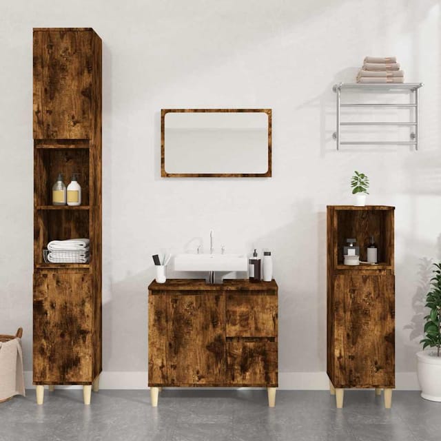 Badschrank Räuchereiche 65x33x60 Cm Holzwerkstoff