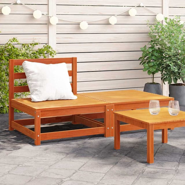 Gartensofa Ohne Armlehnen Mit Fußhocker Wachsbraun Kiefernholz