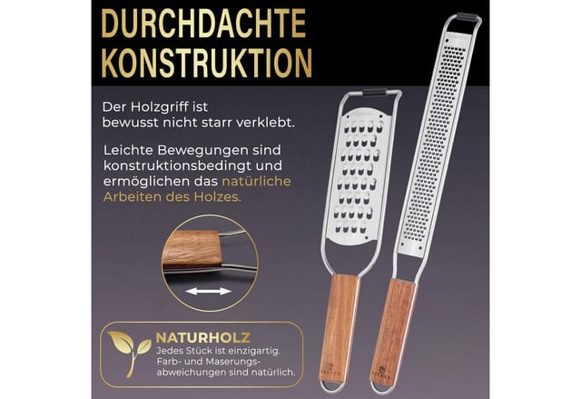Küchenreiben Set (2-teilig) Aus Edelstahl Mit Akazienholzgriff - Zester-reibe &