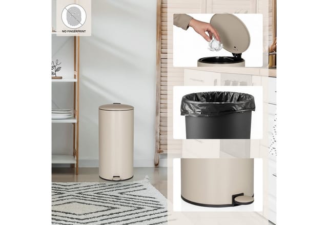 Abfallsammler / Mülleimer Clean Step 2 30l Beige Hjh Office