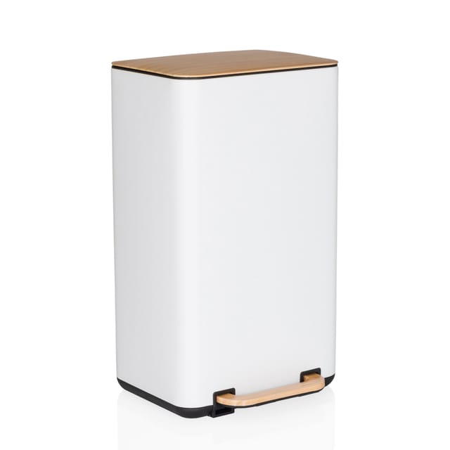 Abfallsammler / Mülleimer Clean Natura 30l Holzoptik Stahl Creme/walnuss Hjh Office