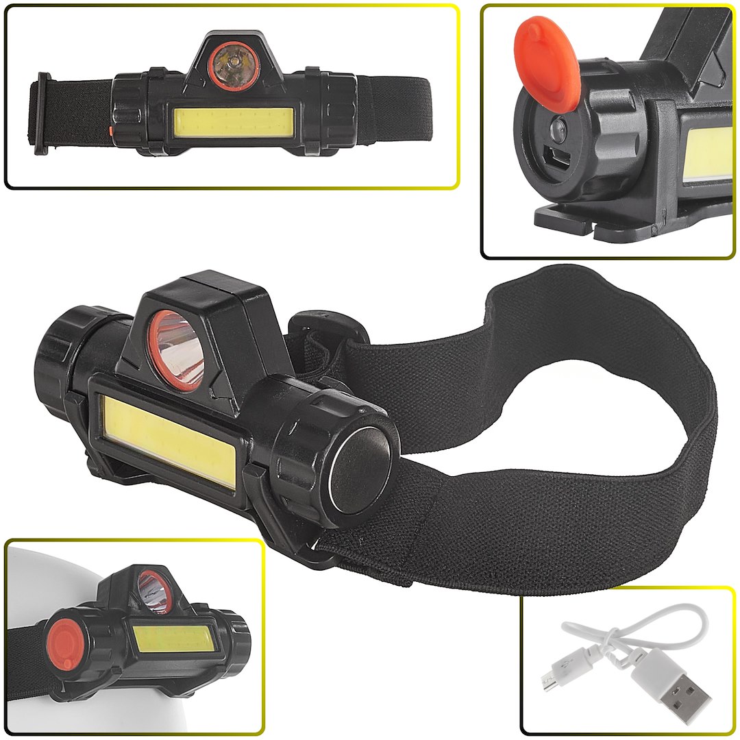 Stirnlampe Mit Drehbarem Kopf, Led Cob 3w + Xpe 800mah, Ip20 (240)