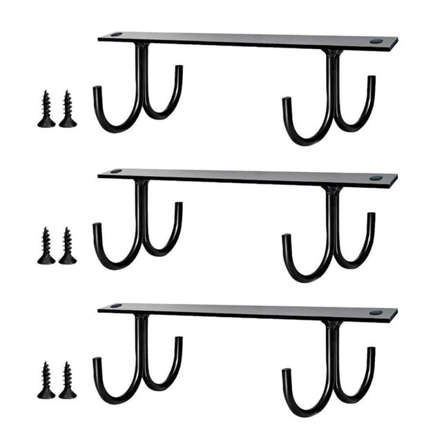 Schwarzer Metall-tassenhalter – Küchenregal Mit 3 Haken – Maße: 20 X 8 X 5,5 Cm