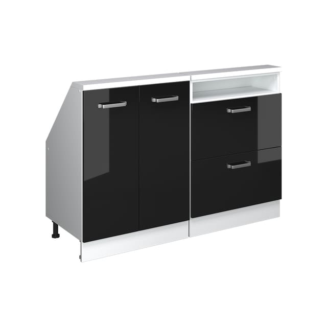 Küchenschrank Für Dachschrägen R-line, Schwarz Hochglanz, 120 Cm 2er Set, Vicco