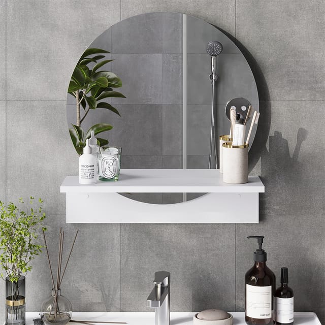 Badezimmerspiegel Elyra, Weiß, 50 X 54.5 Cm Mit Ablage, Vicco