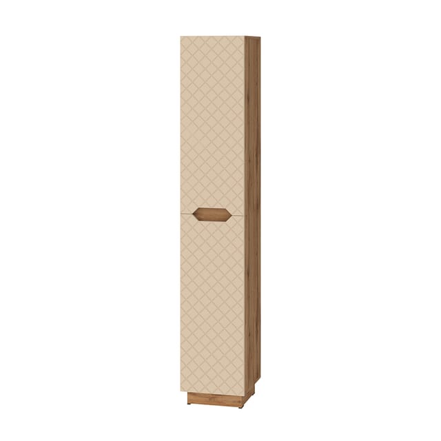 Badschrank Lotta, Eiche/kaschmir Mit Kachelstruktur, 33 X 186 Cm Mit 2 Türen, Vicco