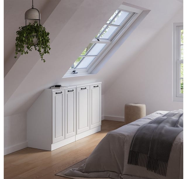 Küchenschrank Für Dachschrägen R-line, Weiß Landhaus/weiß, 140 Cm 2er Set, Vicco