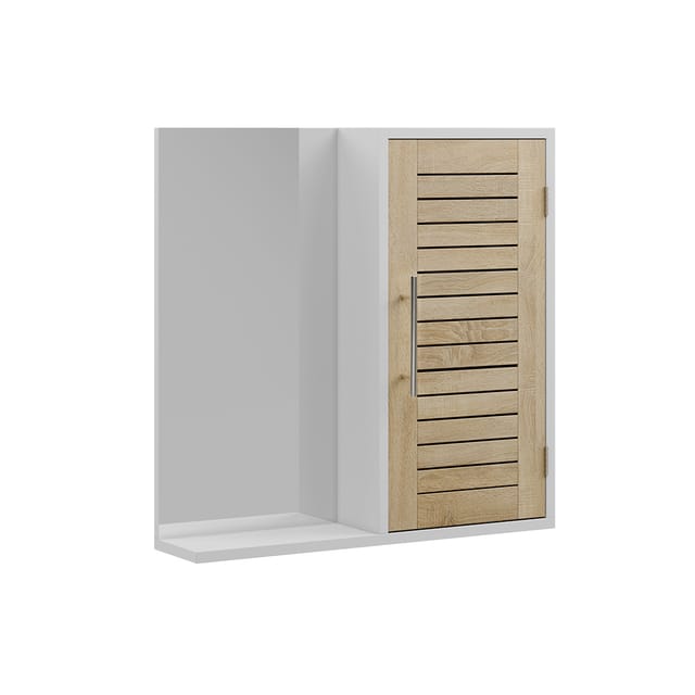 Badspiegelschrank Looma, Weiß/eiche, 60 X 60 Cm Mit 3 Fächern, Vicco