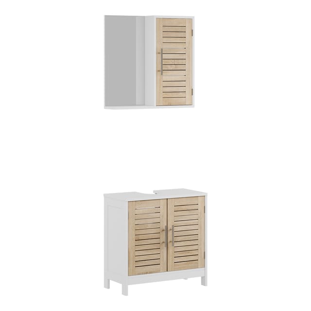 Badmöbel-set Looma, Weiß/eiche, 2 Teile, Vicco