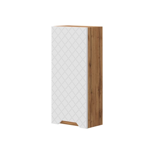 Badschrank Lotta, Eiche/weiß Mit Kachelstruktur, 20 X 72.6 Cm, Vicco