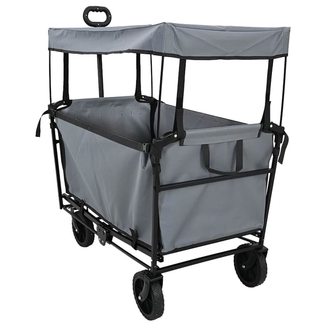 Vidaxl Folding Hand Trolley Grey 105 X 56.5 X 116 Cm Oxford Cloth