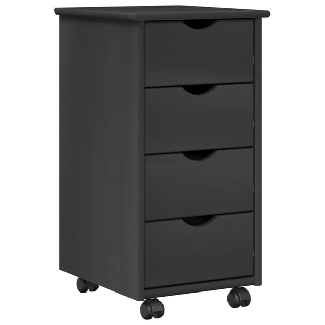 Vidaxl Rolling Cabinet 34 X 39 X 65.5 Cm Solid Pine Wood Grey