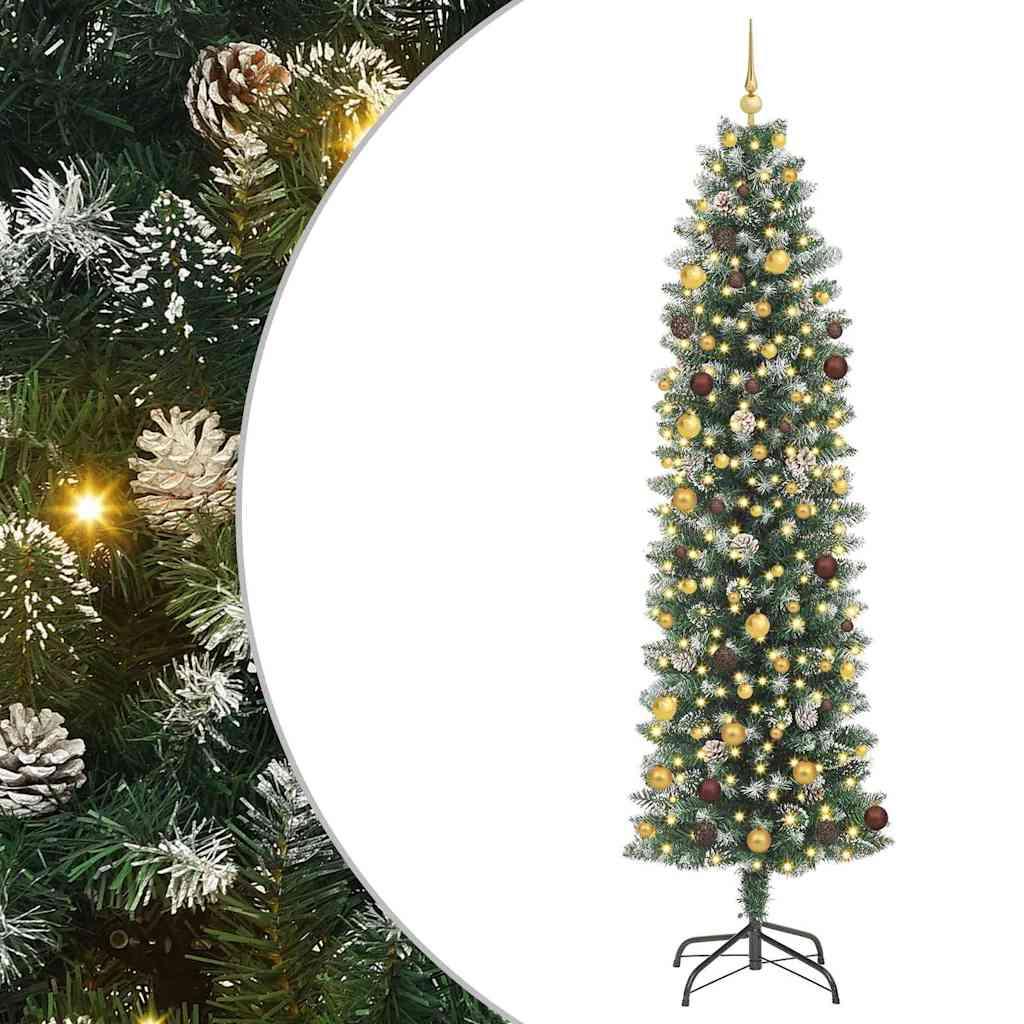 Künstlicher Schlanker Weihnachtsbaum Grün Und Weiß 240 Cm Vidaxl