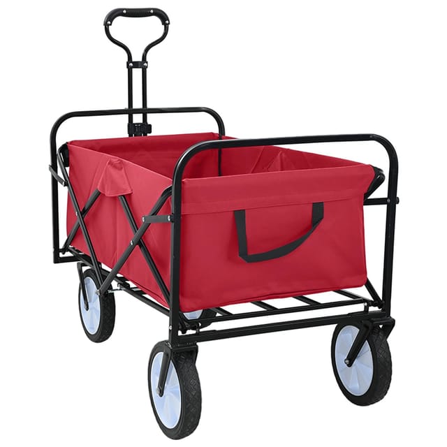 Vidaxl Folding Hand Trolley Manual Red 94 X 53 X 99 Cm Oxford Cloth