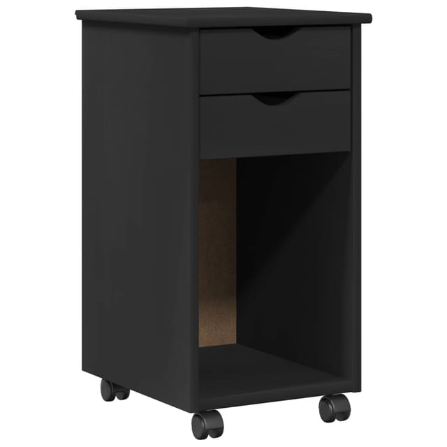 Rollschrank 34 X 39 X 65,5 Cm Massives Kiefernholz Schwarz Vidaxl
