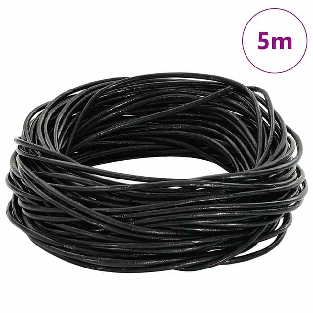 Leder Schnur 1 Schwarz Ø2 Mm X 5 M Leder Vidaxl