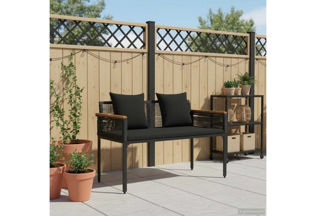 Bank Outdoor 2 -seater 117 X 54 X 74,5 Cm Poly-rattan Schwarz Vidaxl