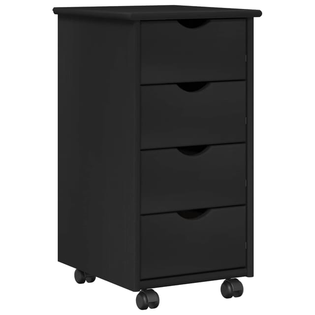 Vidaxl Rolling Cabinet 34 X 39 X 65.5 Cm Solid Pine Wood Black