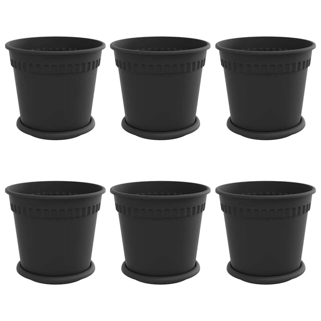 Vidaxl Plant Pots 6 Pcs Black Plastic