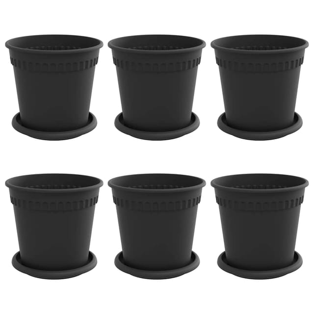 Blumentöpfe 6 Stk. Schwarz Kunststoff Vidaxl