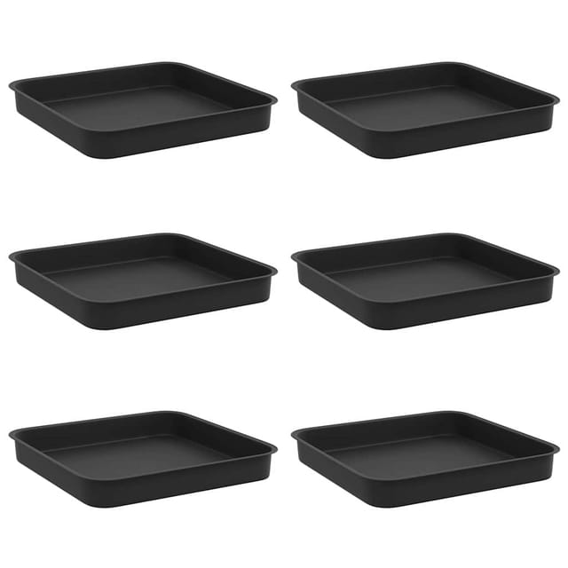 Vidaxl Square Flower Tray 6 Pcs Black 15 X 15 X 2 Cm Plastic